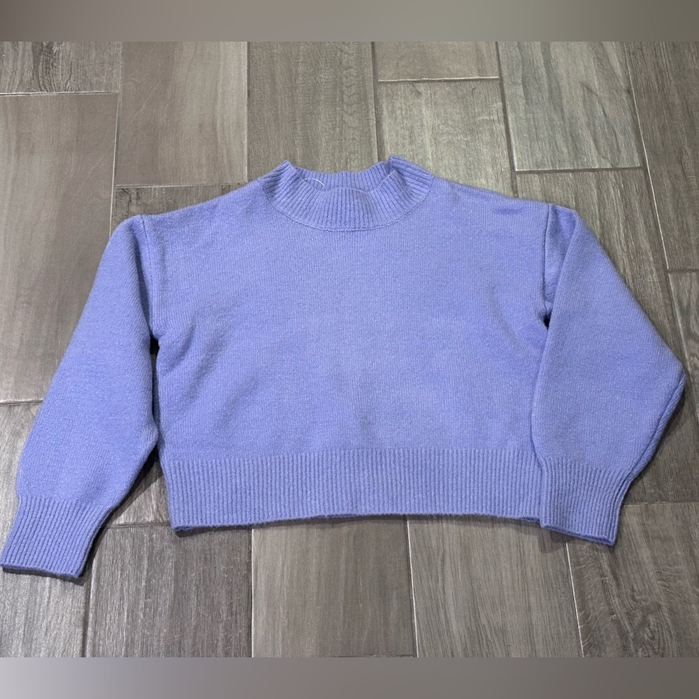 NWT By Together Cropped Periwinkle Crewneck Sweater Size Small